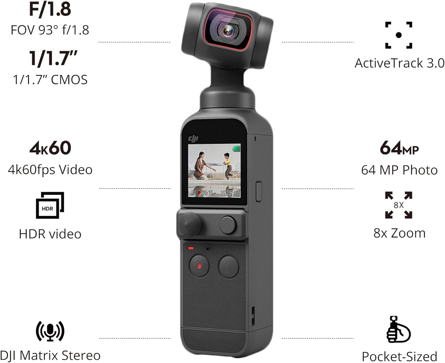  DJI Pocket 2 -Handheld 3-Axis Gimbal Stabilizer with 4K Camera